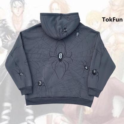 HXH Phantom Troupe Cobweb Embroidery Hoodie Hunter X Hunter Embroidery Sweatshirt for Anime Fans Sweatshirt Men Women Graphic Outwear Menswear Tops