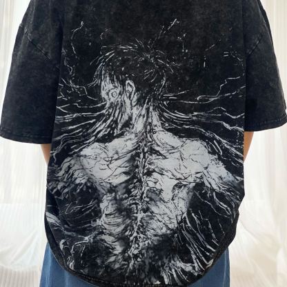 Eren Attack Titan cotton wash T-shirt Survey Corps cosplay short-sleeved novel comfortable unisex clothing Top Tee Menswear Tshirt Streetwear Tropical