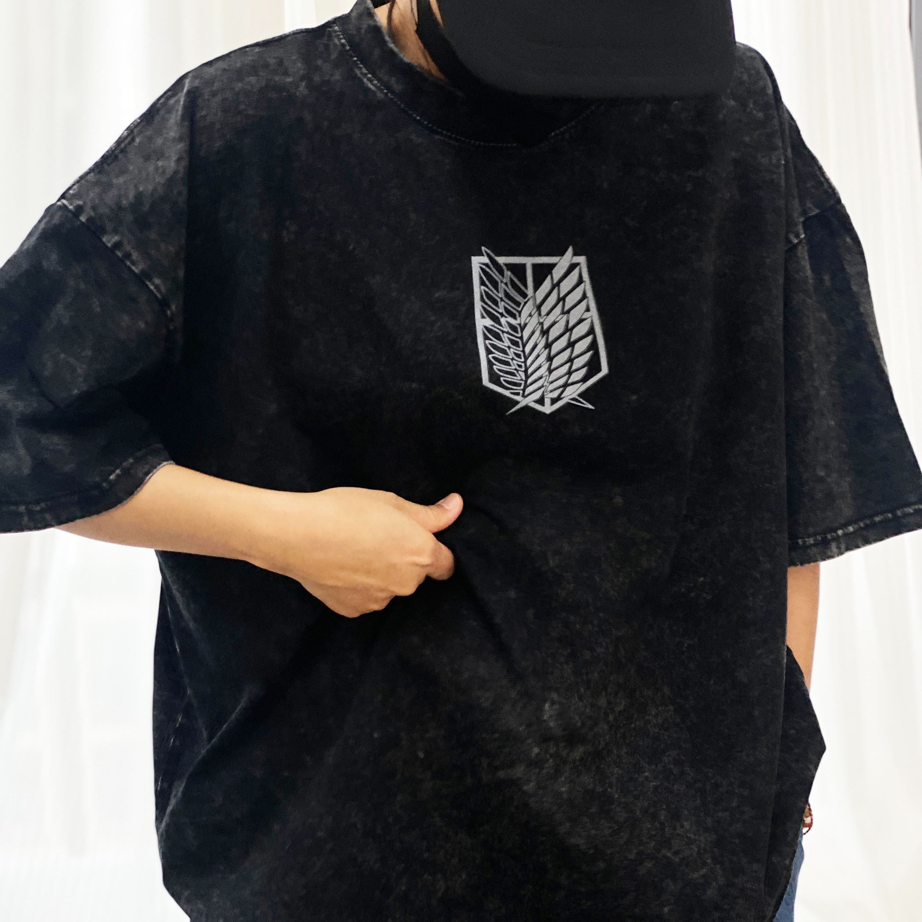 Eren Attack Titan cotton wash T-shirt Survey Corps cosplay short-sleeved novel comfortable unisex clothing Top Tee Menswear Tshirt Streetwear Tropical