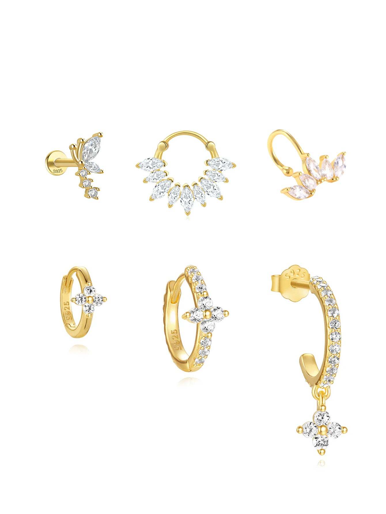 S925 Flower Pave Zircon Earring Series-Olarajewelry