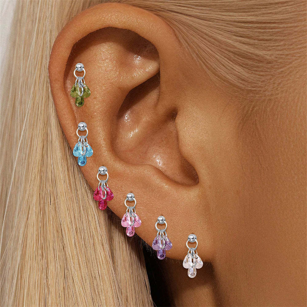 925 Sterling Silver Water Drop Piercing Earring Series
