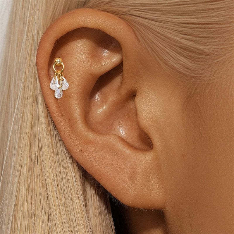 925 Sterling Silver Water Drop Piercing Earring Series