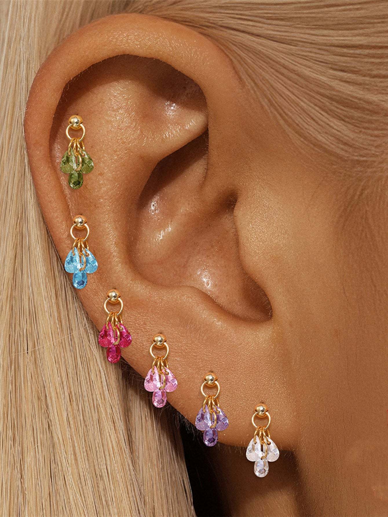 925 Sterling Silver Water Drop Piercing Earring Series