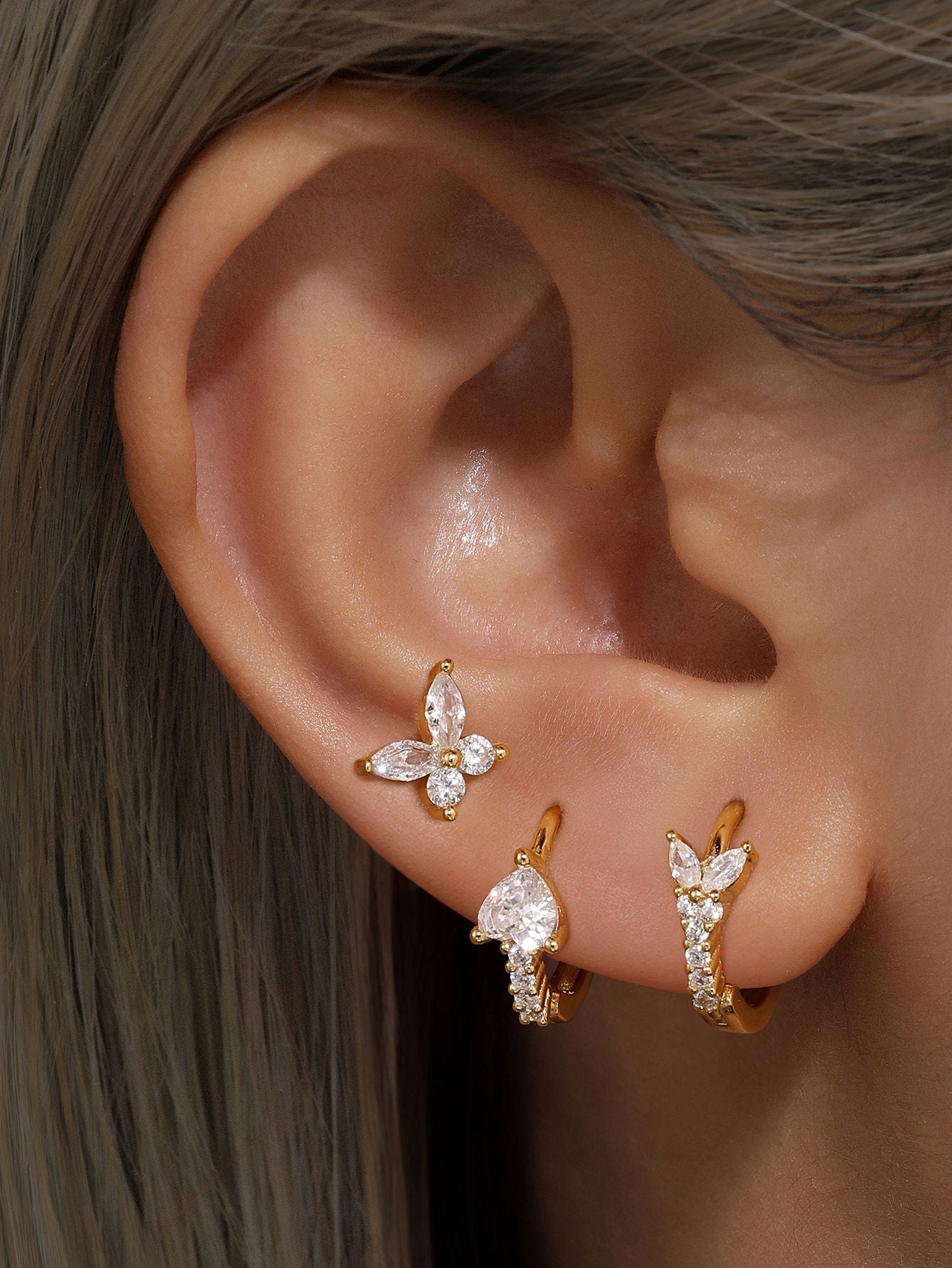 S925 Olara Butterfly Flower Earring Set-Olarajewelry