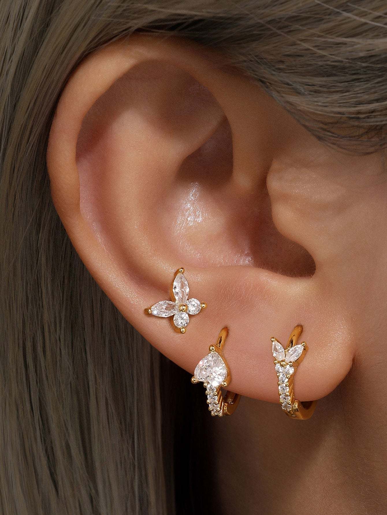 S925 Olara Butterfly Flower Earring Set-Olarajewelry