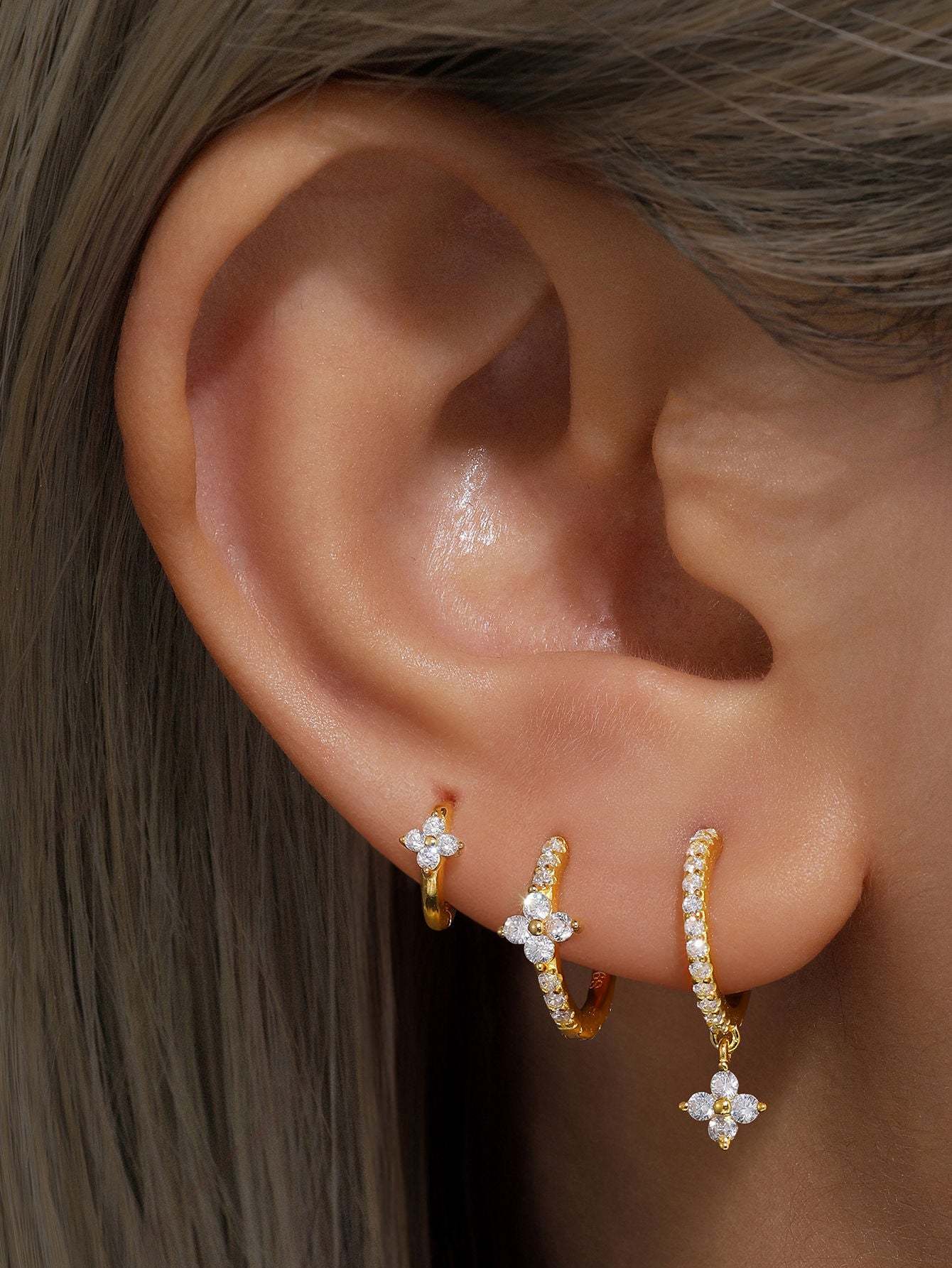 S925 Flower Pave Zircon Earring Series-Olarajewelry