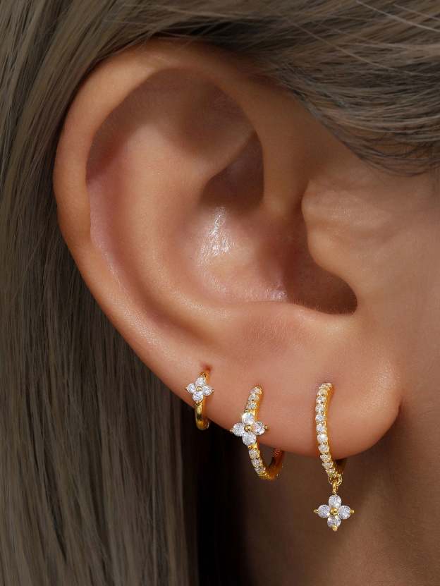 S925 Flower Pave Zircon Earring Series-Olarajewelry