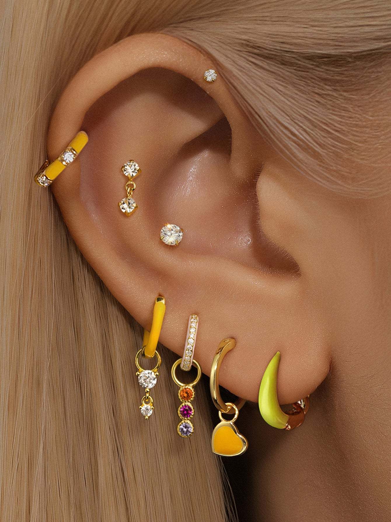 S925 Four Claws Solitaire Zircon Double-Sided Ear Piercing Stud-Olarajewelry