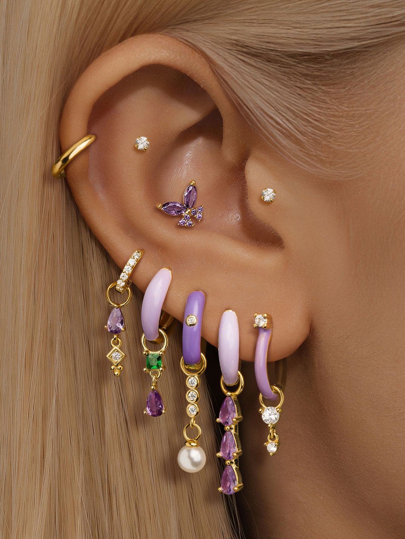 Luxe Purple Oil Drop S925 Earring Set-Olarajewelry