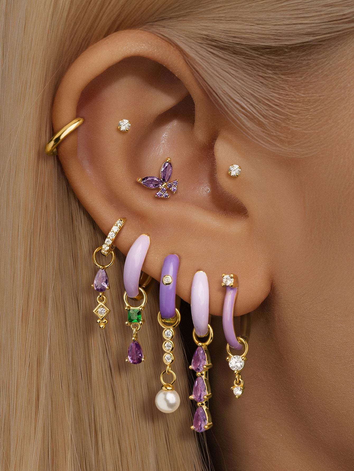 Luxe Purple Oil Drop S925 Earring Set-Olarajewelry