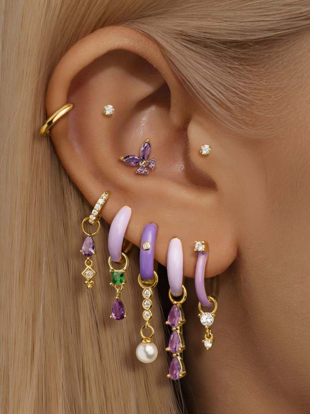 Luxe Purple Oil Drop S925 Earring Set-Olarajewelry