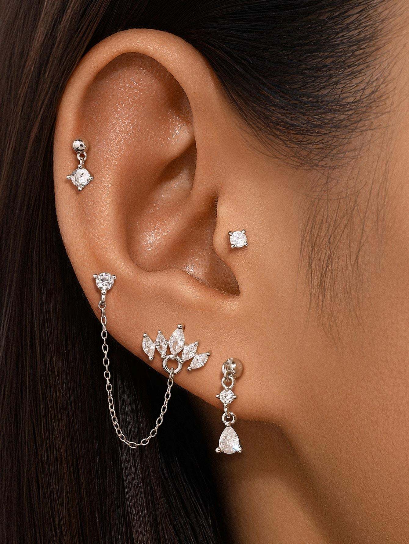 S925 Sparkling Zirconia Tassel Pendant Earring Set-Olarajewelry