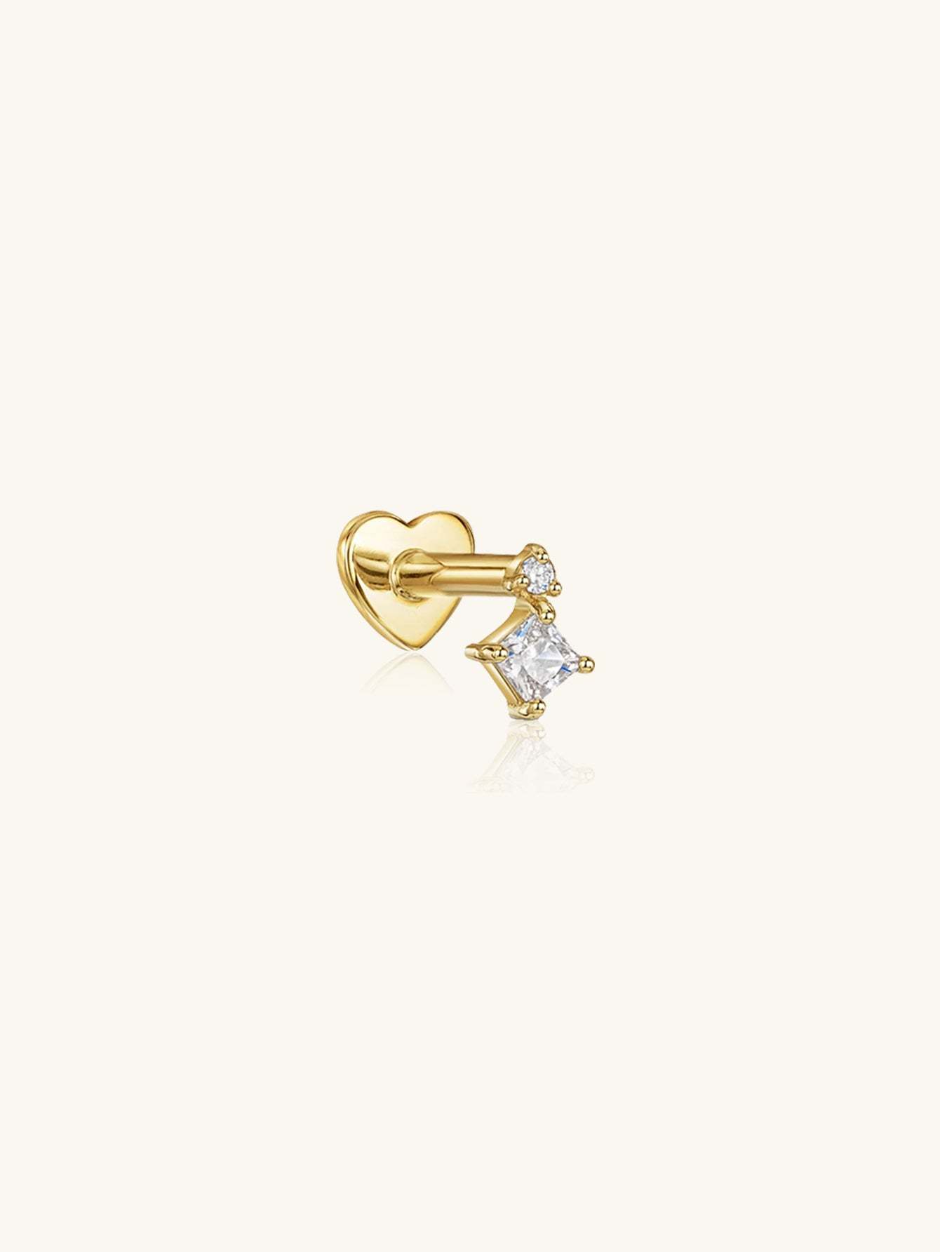S925 Square Zircon Reversible Dangle Ear Piercing Stud-Olarajewelry