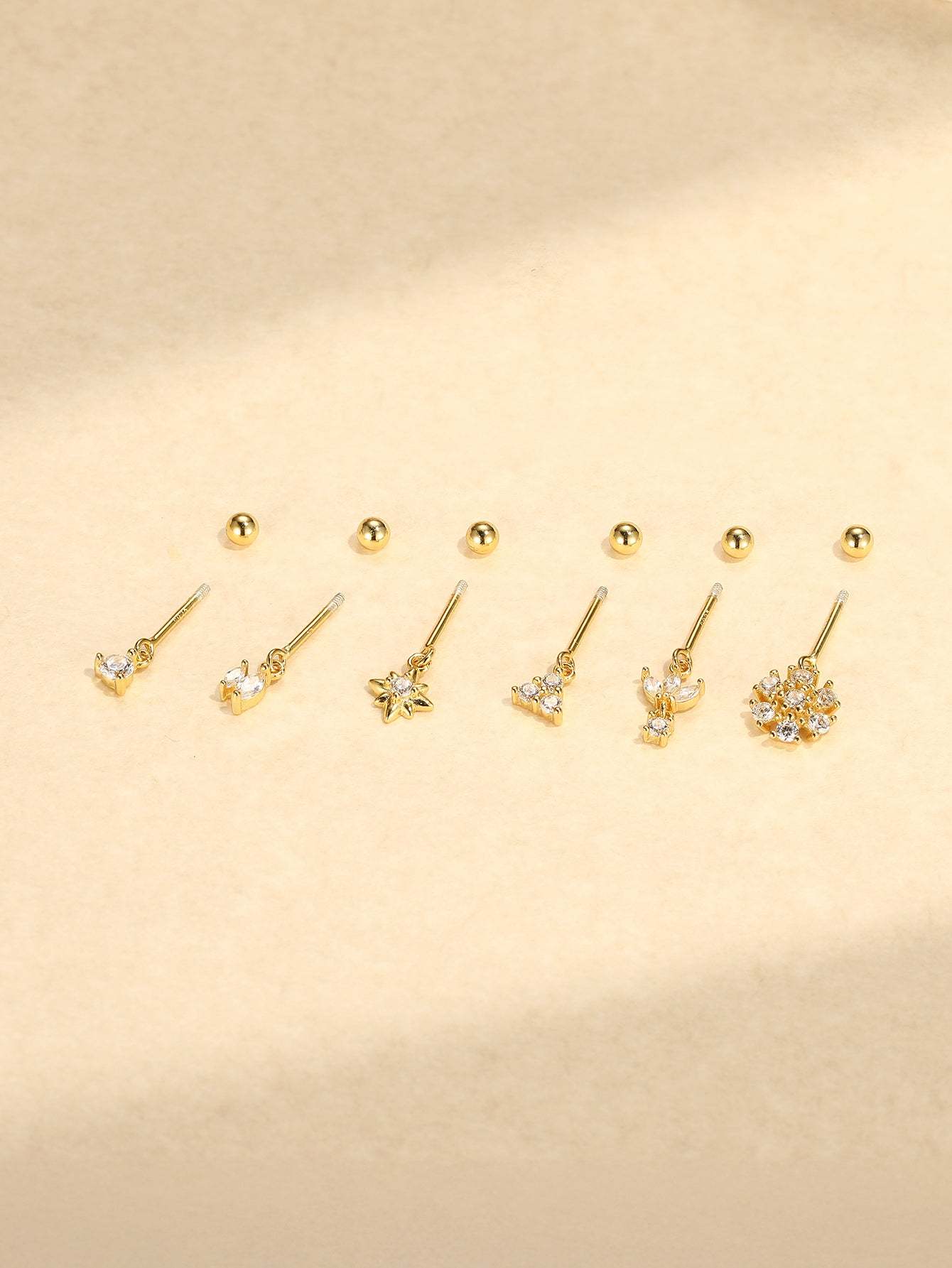 S925 Crown Vertical Helix Ear Piercing Stud-Olarajewelry