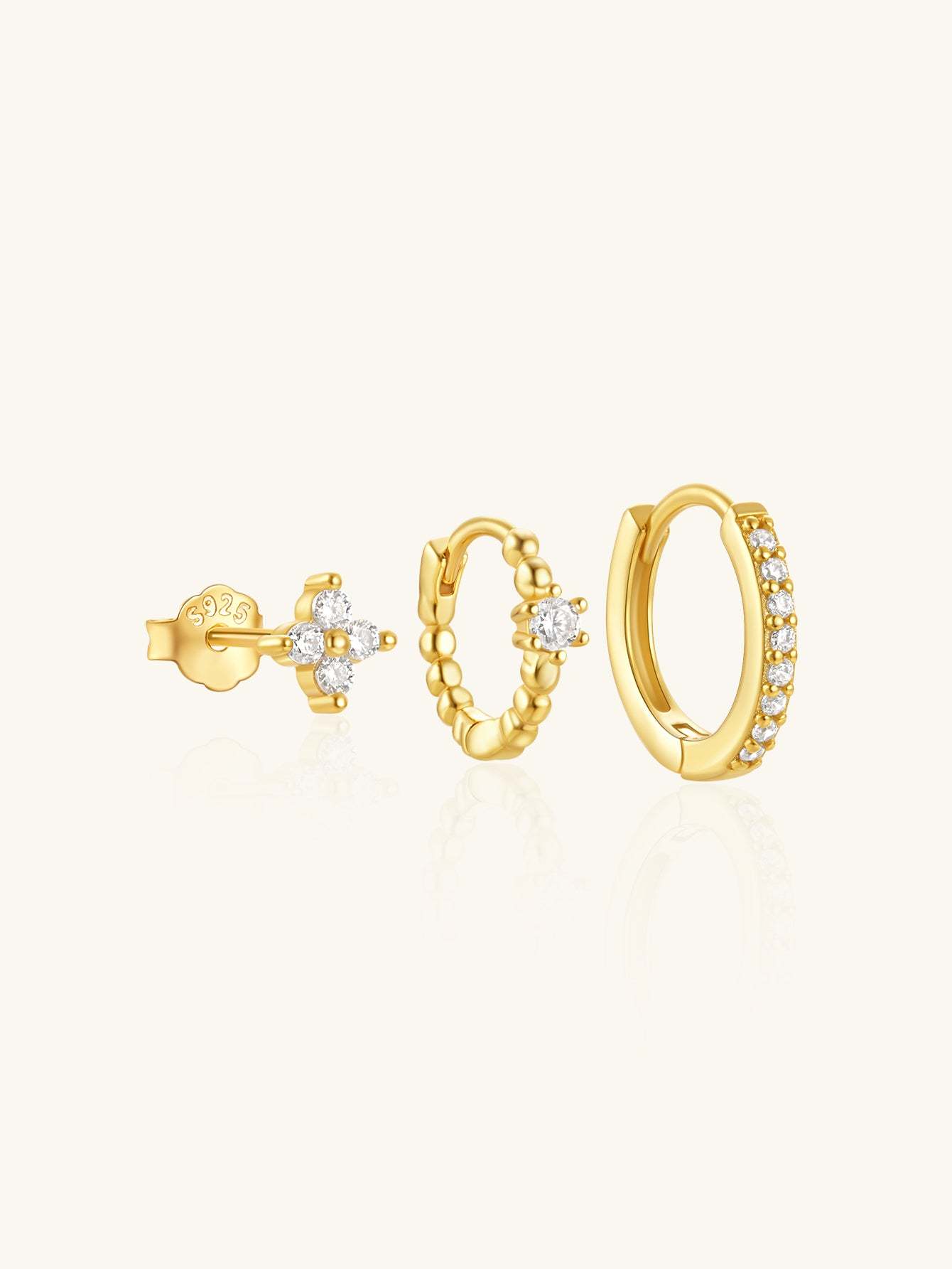 S925 Flower Pave Zircon Wedding Earring Set-Olarajewelry