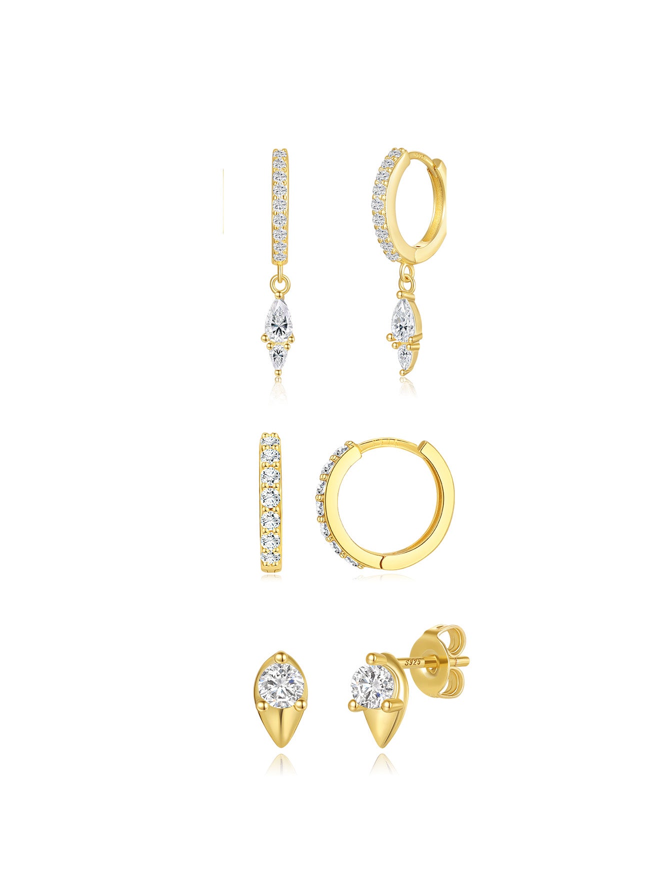 Olara Pave Cone Hoop Earrings Set-Olarajewelry