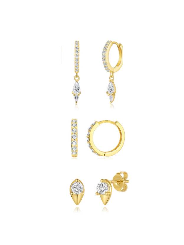 Olara Pave Cone Hoop Earrings Set-Olarajewelry