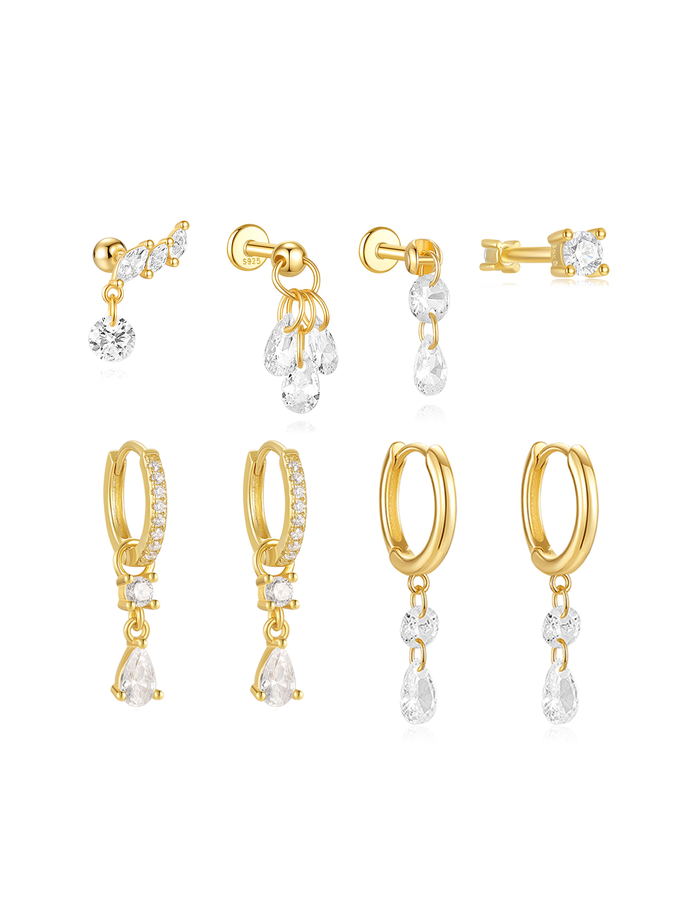 Water Drop Pendant Full Ear Fashion Hoop Stud Earring Collection-Olarajewelry