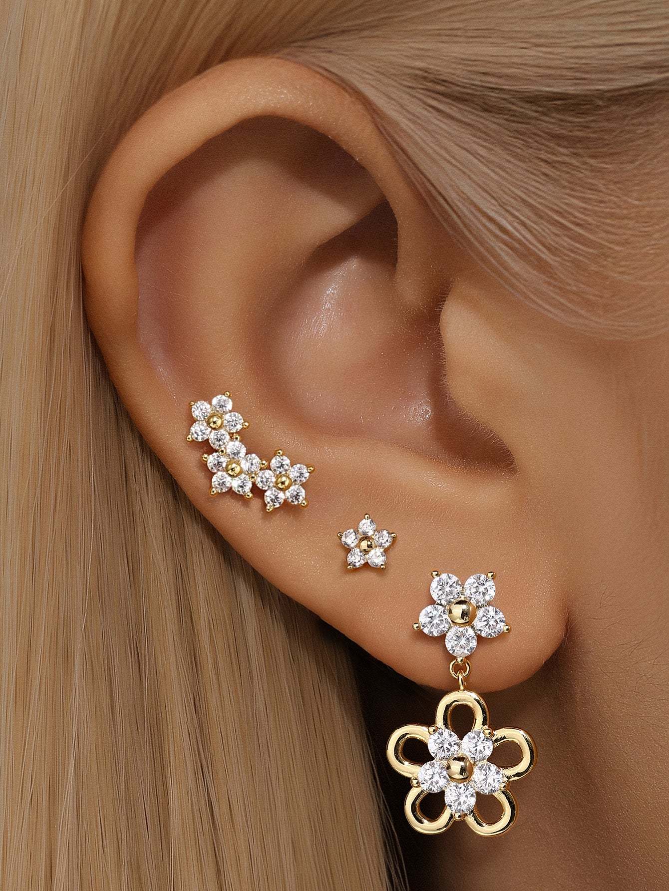 Floral Metal Pendant Earrings-Olarajewelry