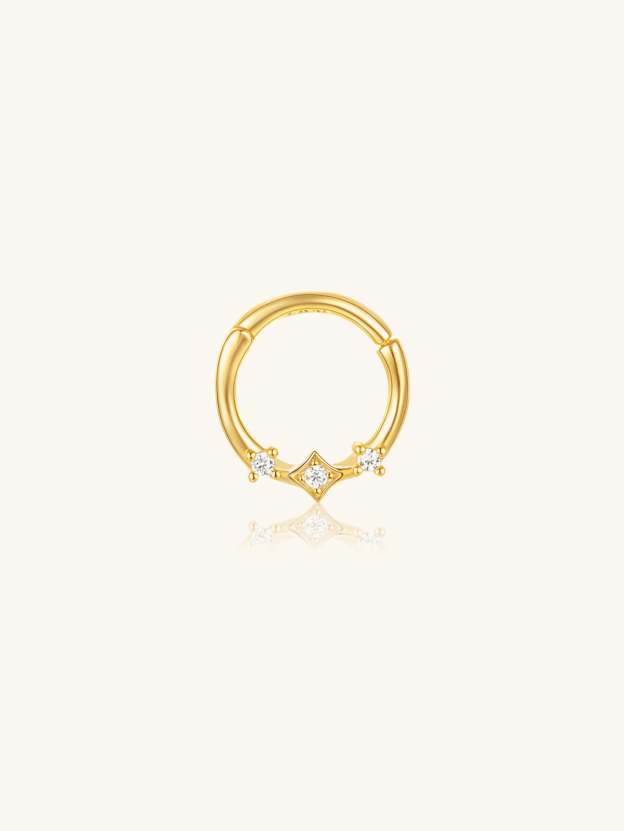 S925 Minimalist Trio Zircon Daith Earring-Olarajewelry
