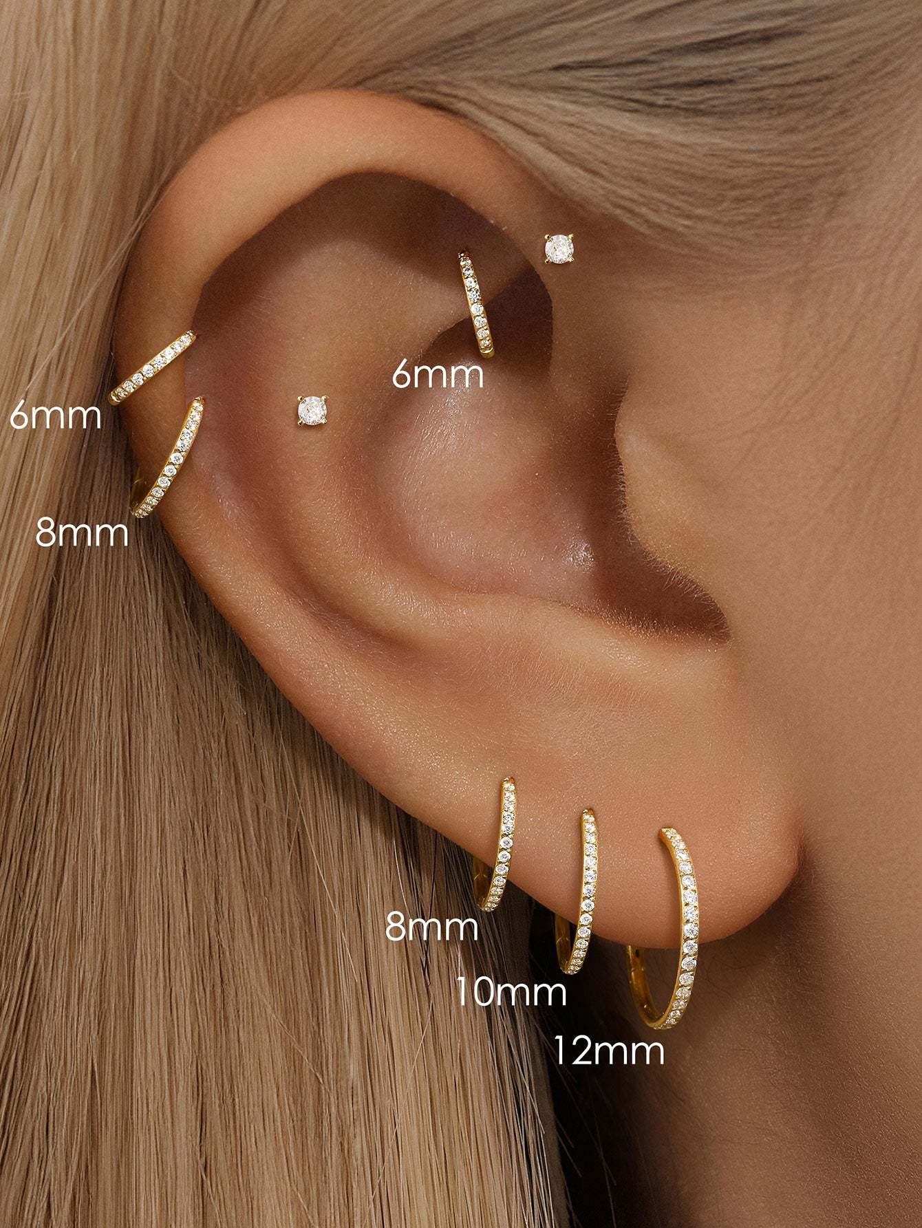 Titanium Waterproof Multiple Sizes 5A CZ Cartilage Hoop 16g 18g-Olarajewelry