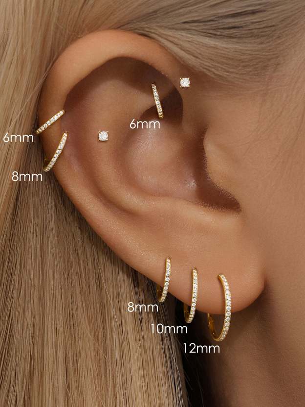 Titanium Waterproof Multiple Sizes 5A CZ Cartilage Hoop 16g 18g-Olarajewelry
