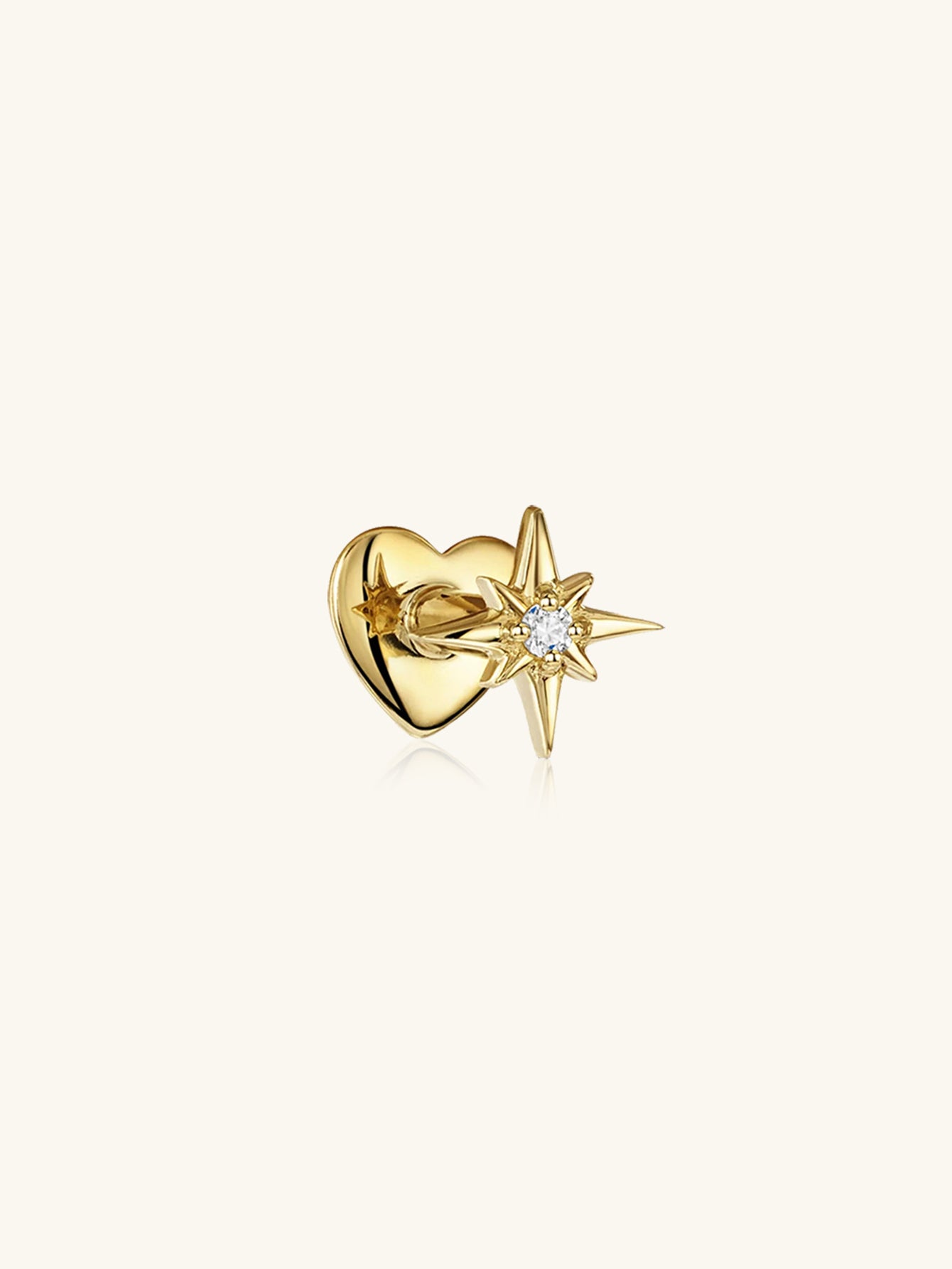 S925 Star&Heart Double Sided  Ear Piercing Stud-Olarajewelry