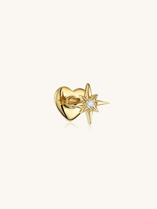 S925 Star&Heart Double Sided  Ear Piercing Stud-Olarajewelry