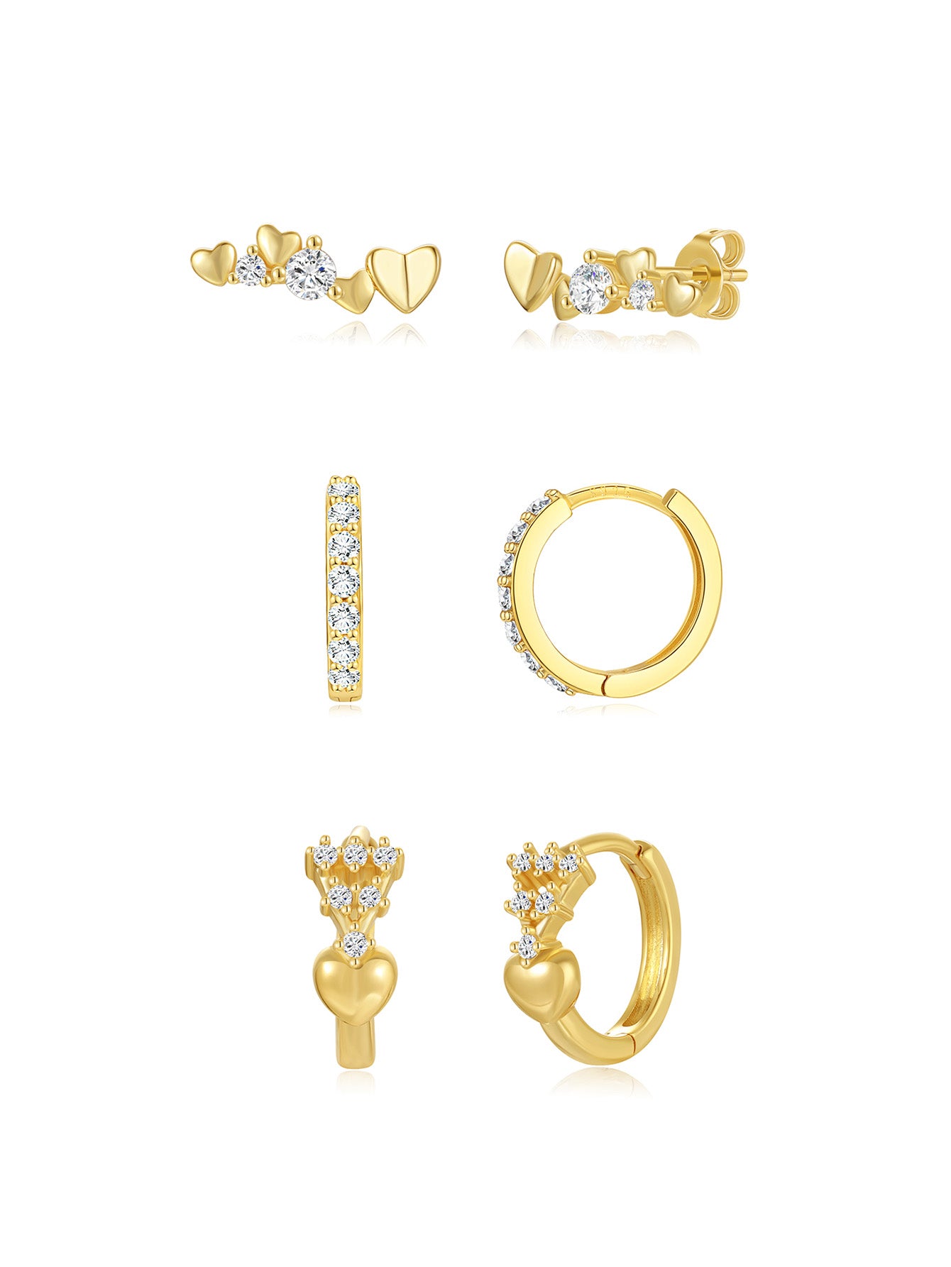 Olara Heart Pave Earrings Set-Olarajewelry