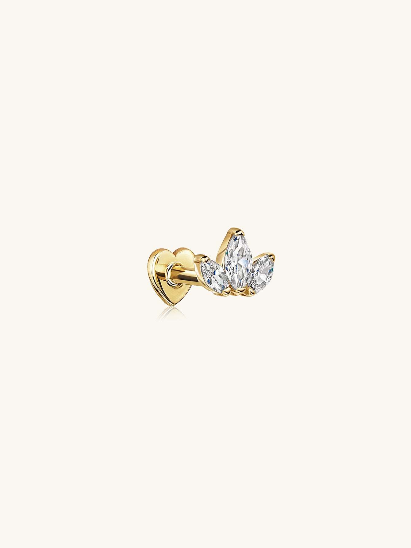 S925 Trio Marquise& Heart Reversible Ear Piercing Stud-Olarajewelry
