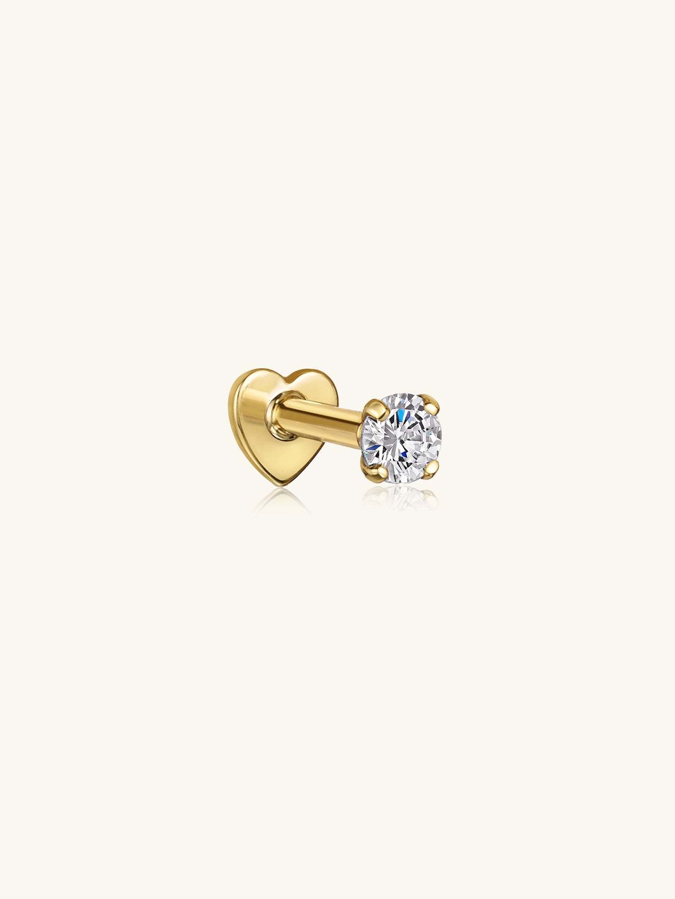 S925 Four Claws Solitaire Zircon Double-Sided Ear Piercing Stud-Olarajewelry