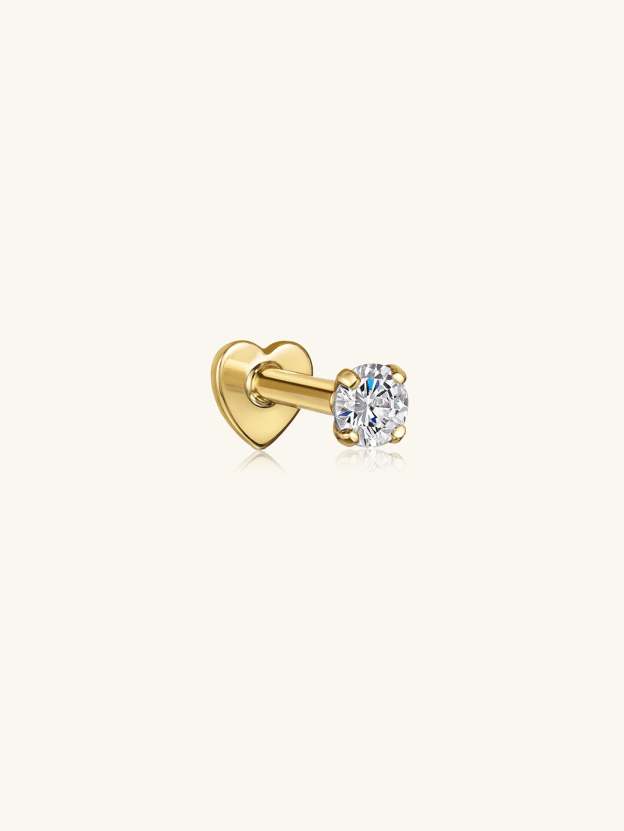 S925 Four Claws Solitaire Zircon Double-Sided Ear Piercing Stud-Olarajewelry