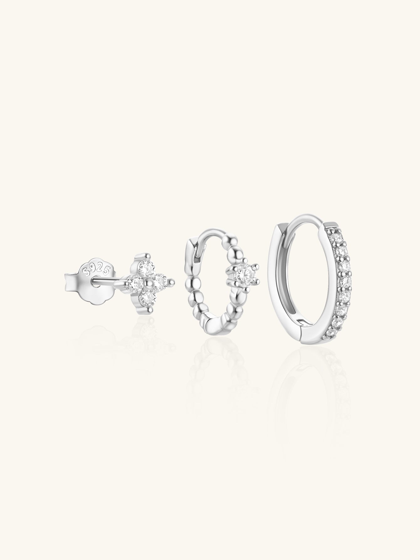 S925 Flower Pave Zircon Wedding Earring Set-Olarajewelry