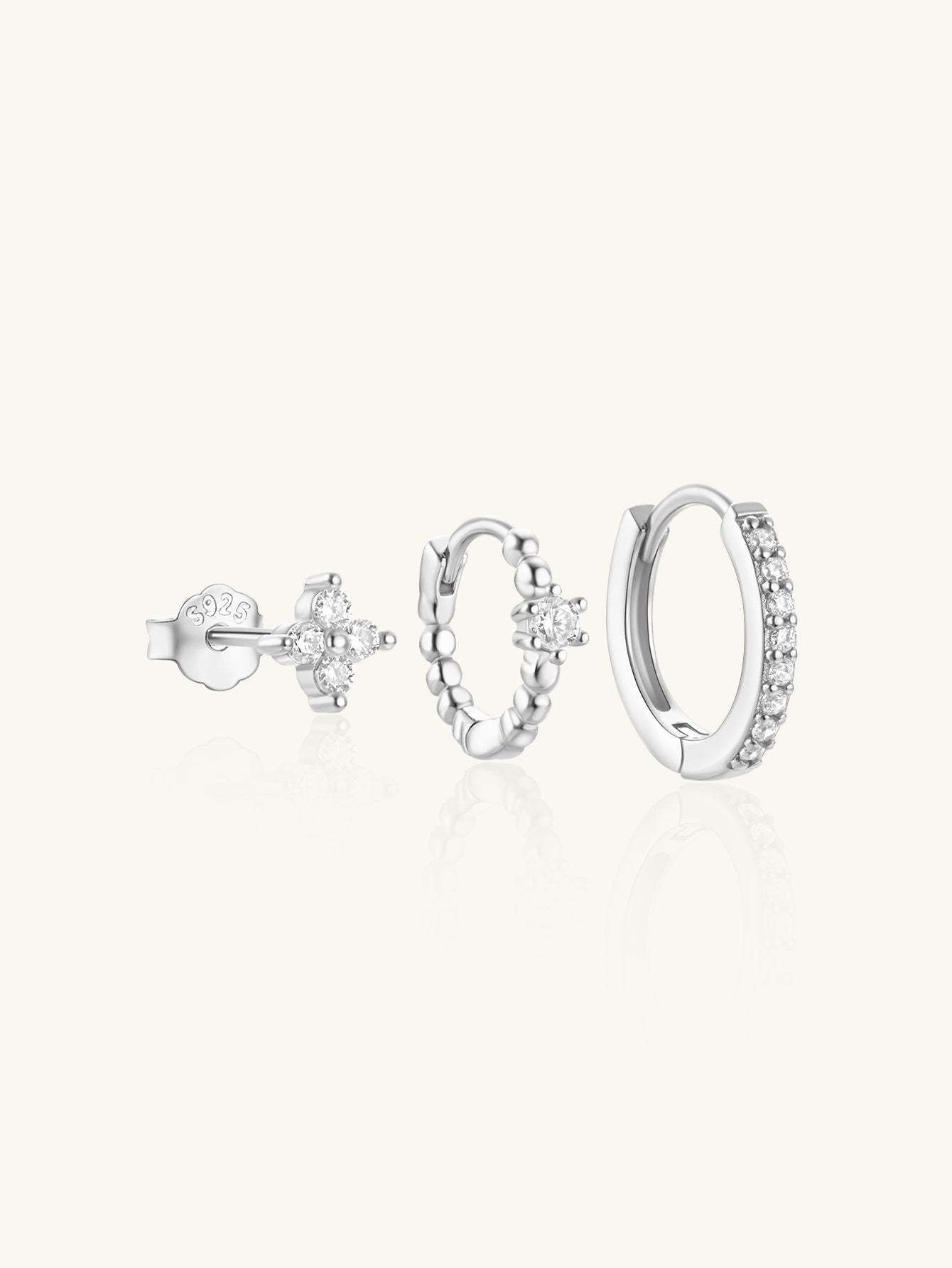 S925 Flower Pave Zircon Wedding Earring Set-Olarajewelry