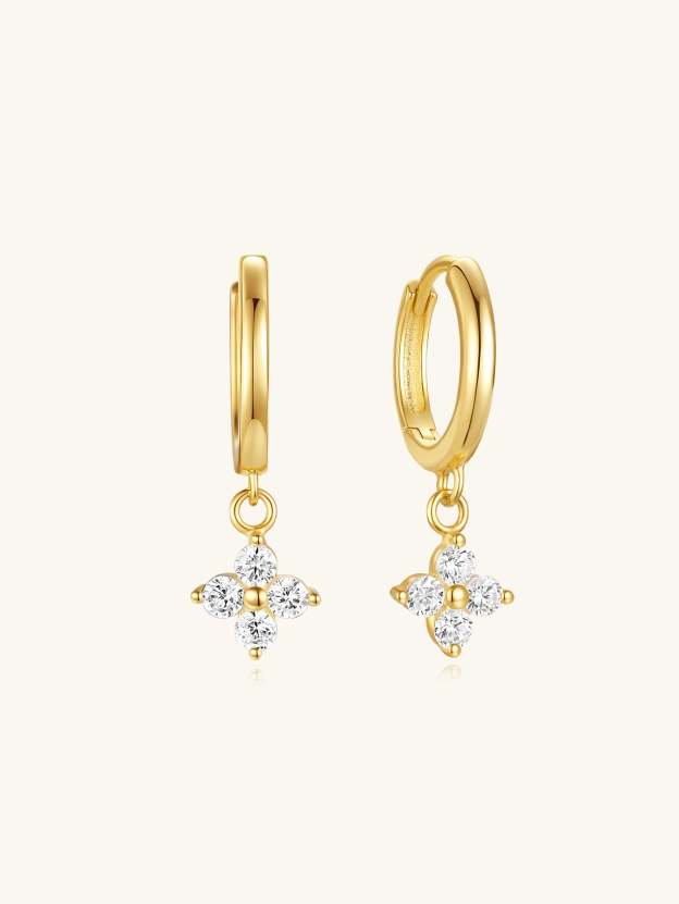 S925 Plum Blossom Zircon Wedding Drop Earrings-Olarajewelry