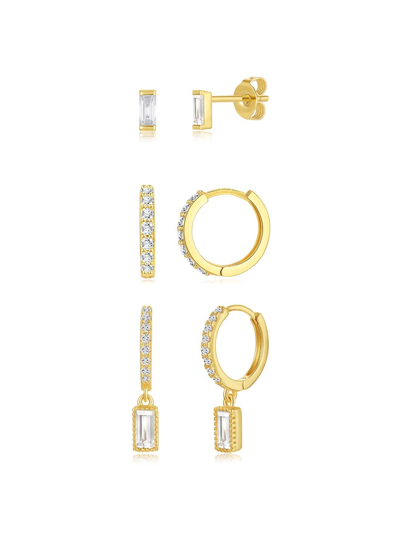 Olara Pave Sugar Cube Earring Set-Olarajewelry