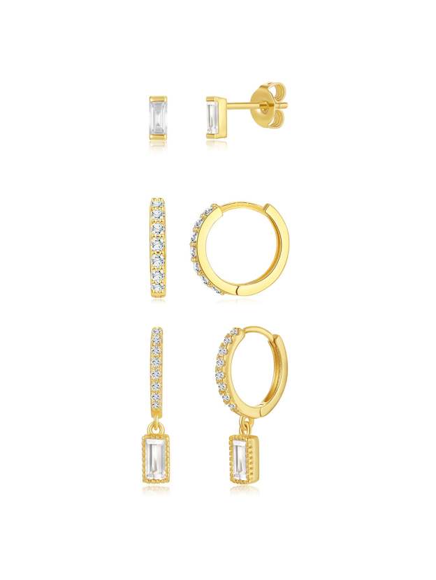 Olara Pave Sugar Cube Earring Set-Olarajewelry