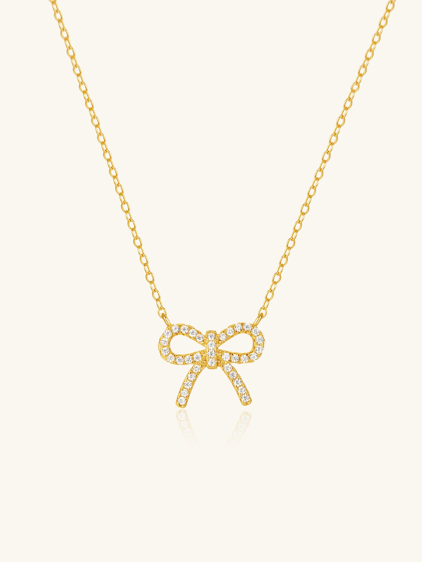 Olara S925 Bowknot Zircon Pendant Chain Necklace Women Fine Jewelry-Olarajewelry