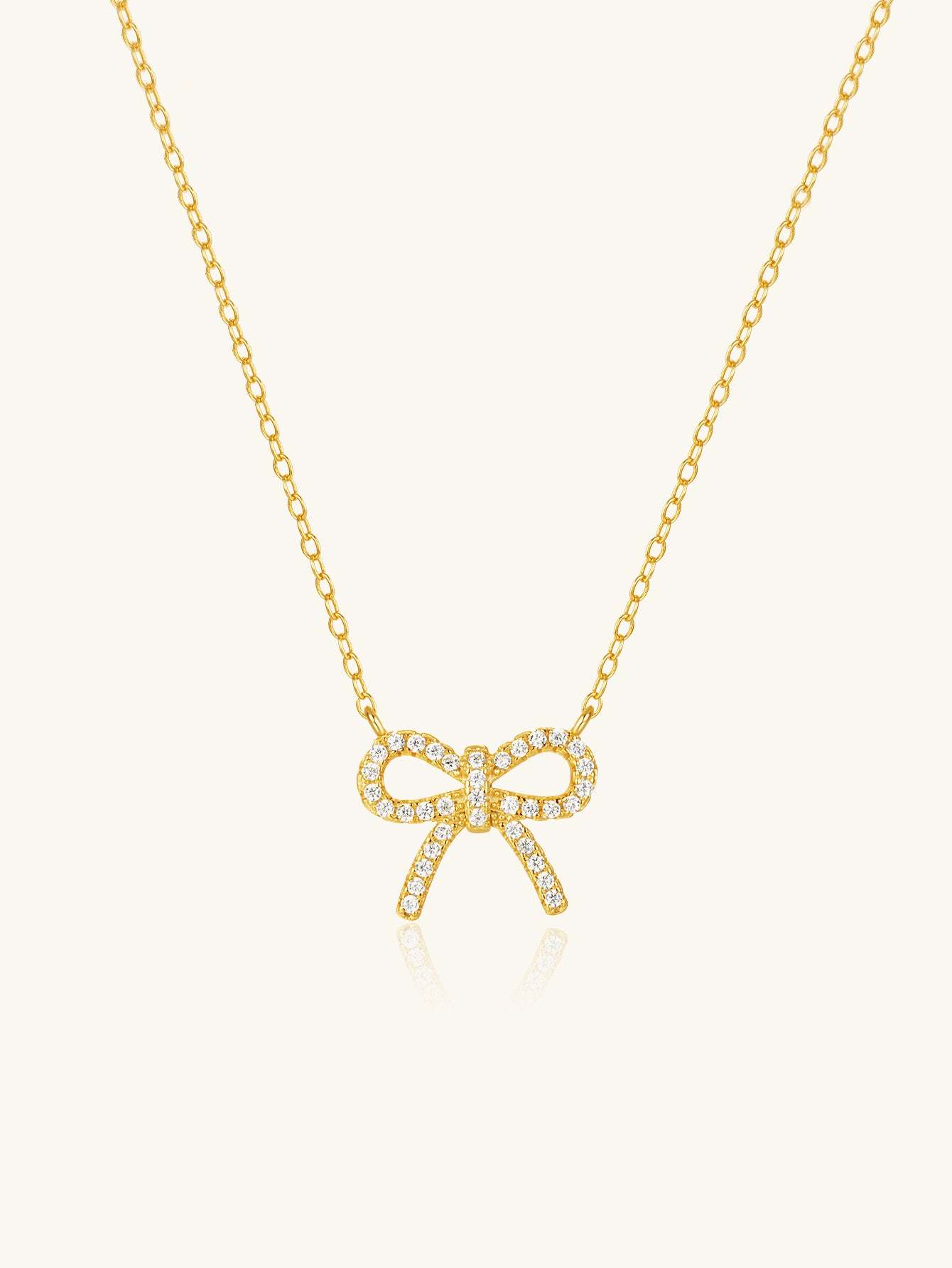 Olara S925 Bowknot Zircon Pendant Chain Necklace Women Fine Jewelry-Olarajewelry