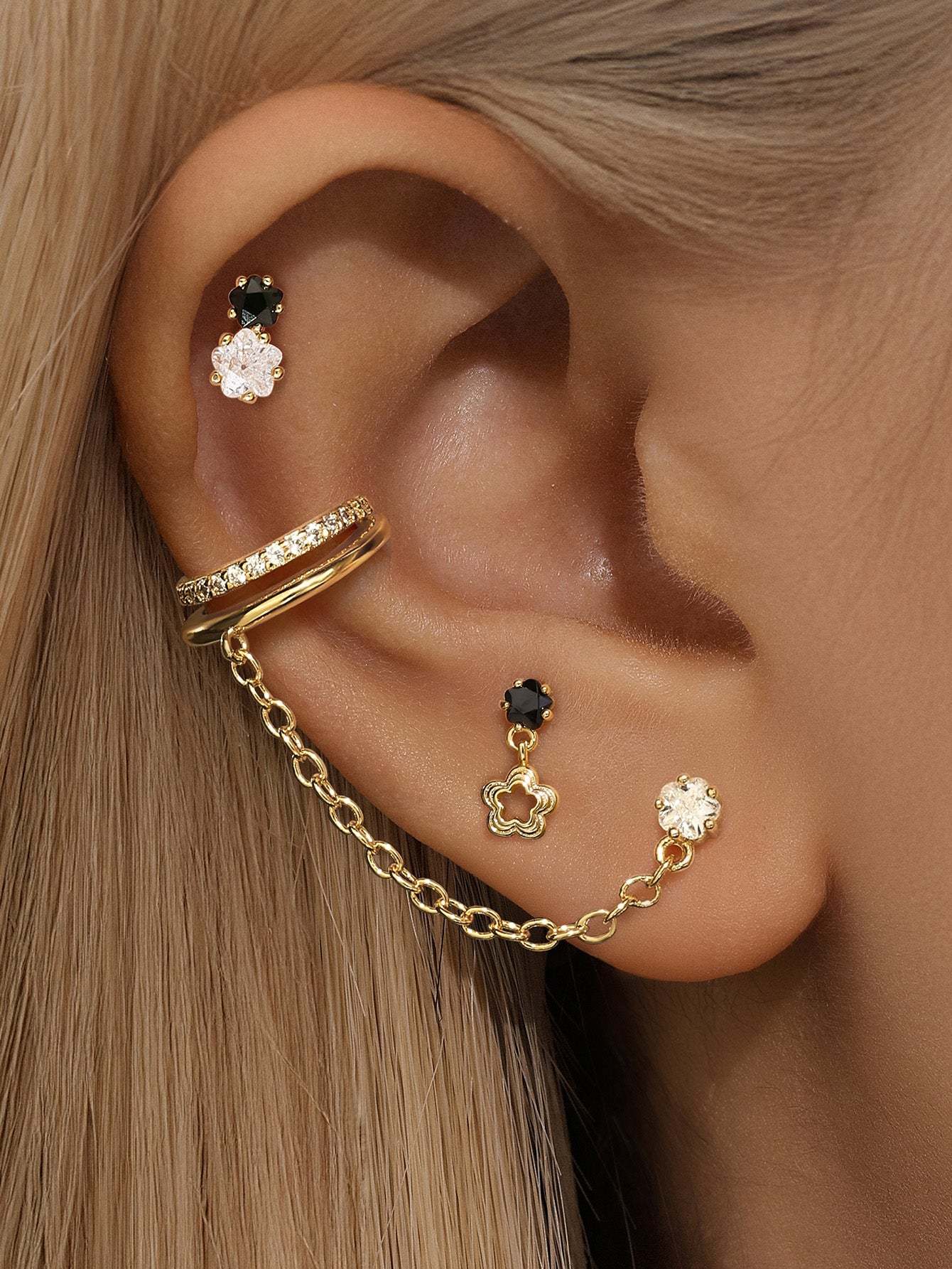 Petal Zirconia Ear Cuff Earring Series-Olarajewelry