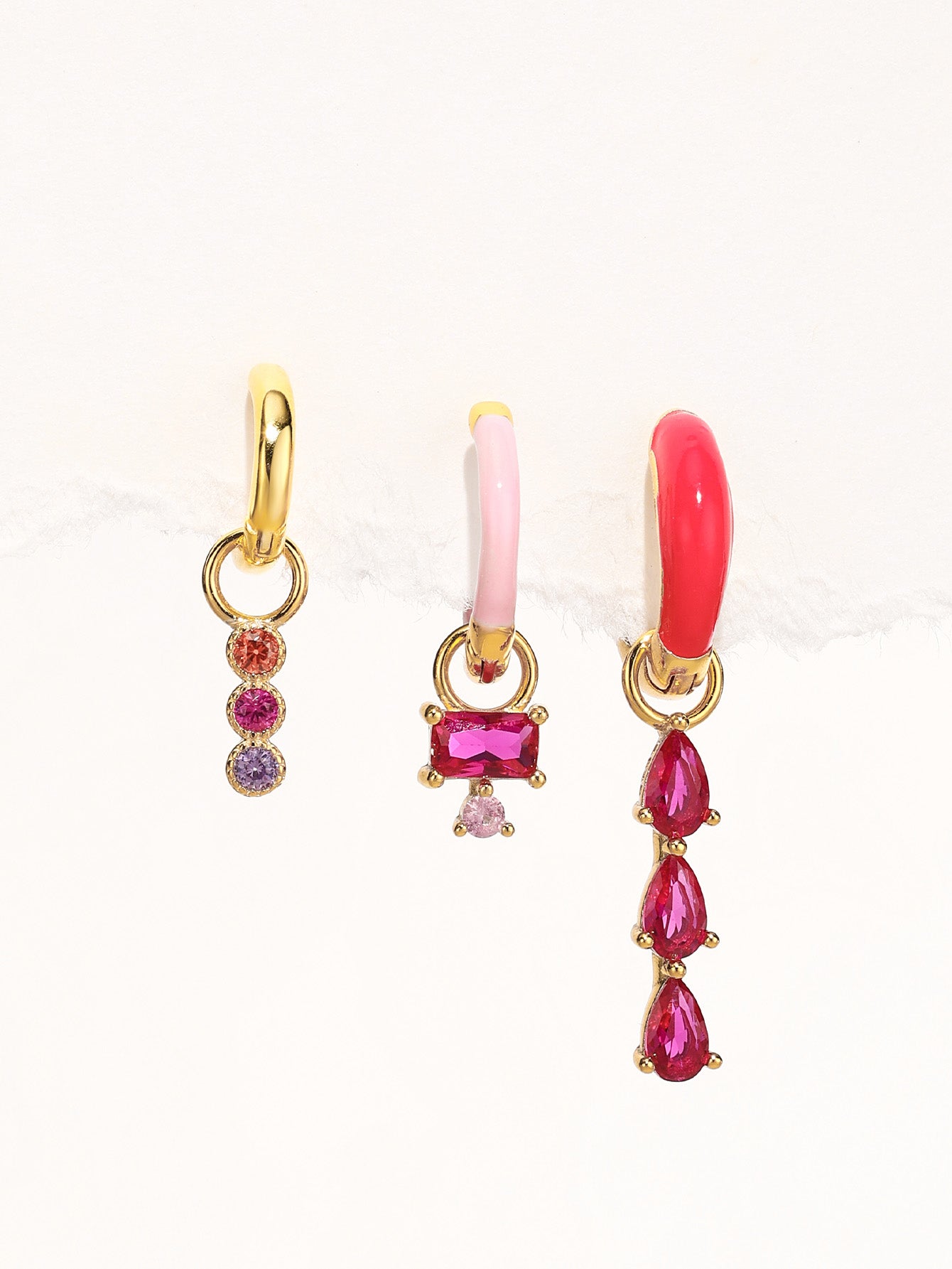Pink Oil Drop S925 Earring Set-Olarajewelry