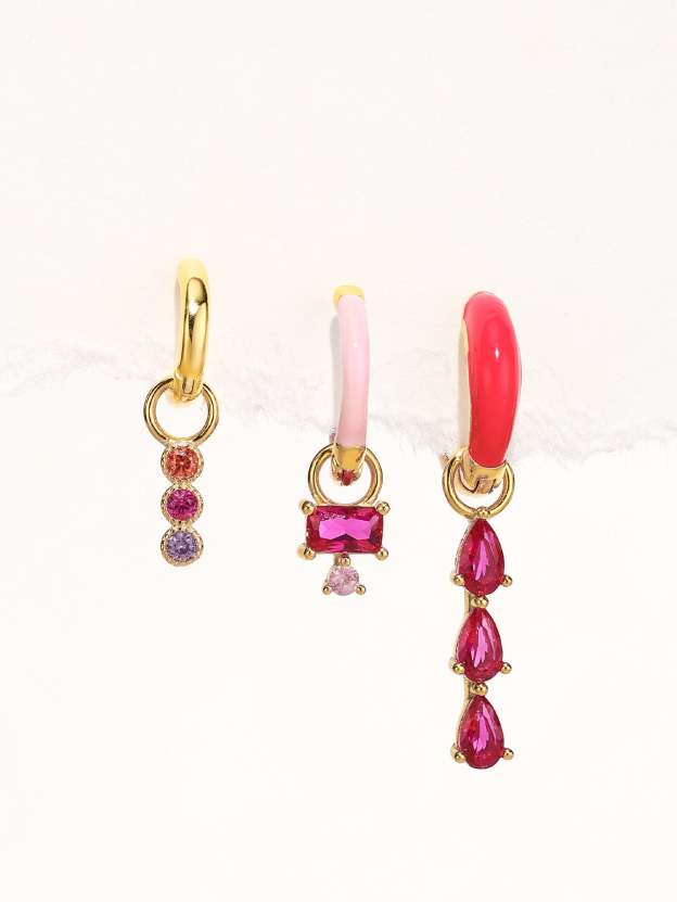 Pink Oil Drop S925 Earring Set-Olarajewelry