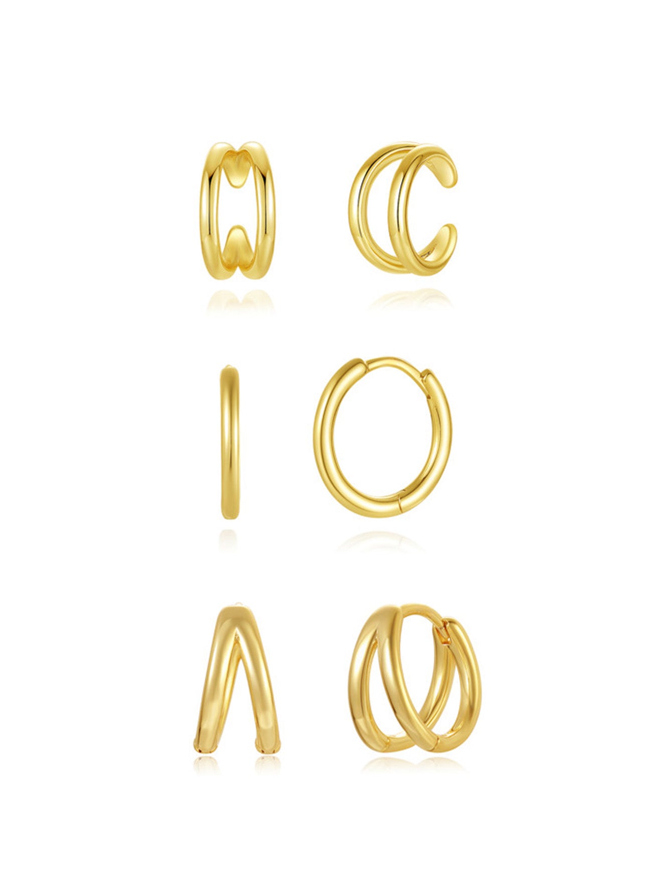 Olara Personalized double-layer smooth hoop earrings set-Olarajewelry