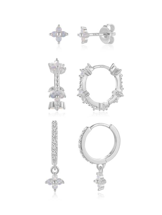 Fashion Opal Flower 3-Piece Earring Set-Olarajewelry