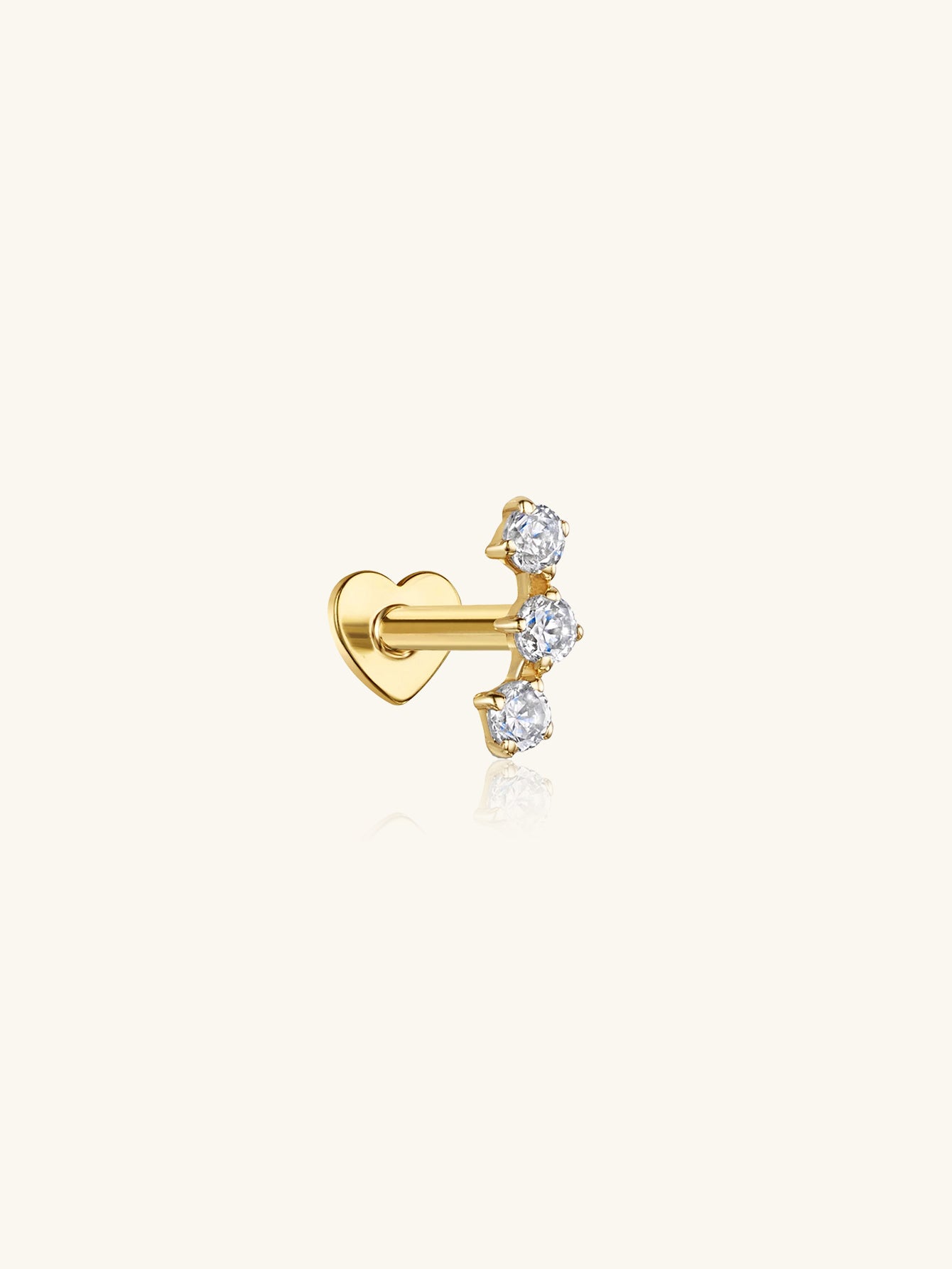 S925 Trio Zircon Reversible Ear Piercing Stud-Olarajewelry