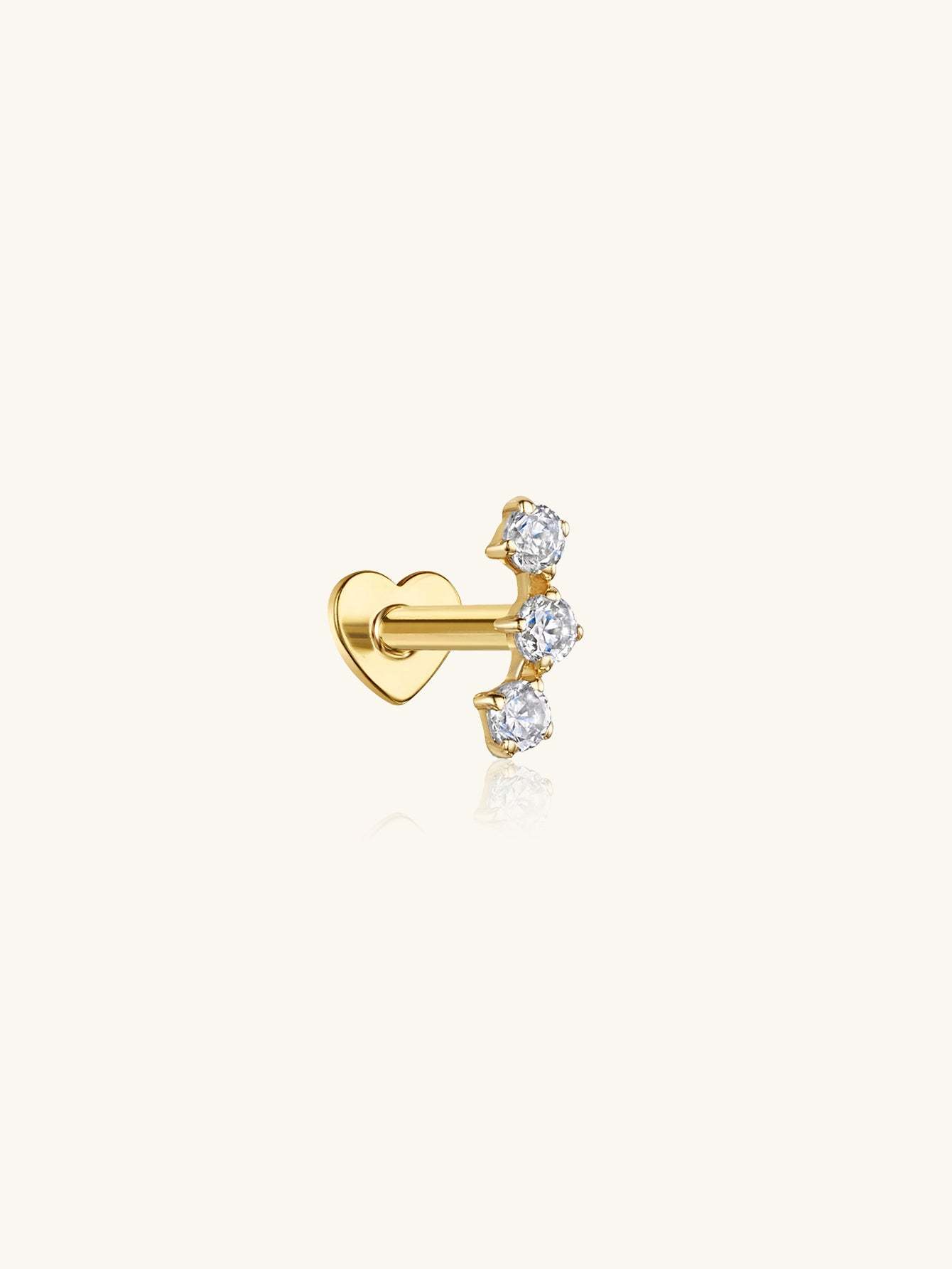 S925 Trio Zircon Reversible Ear Piercing Stud-Olarajewelry