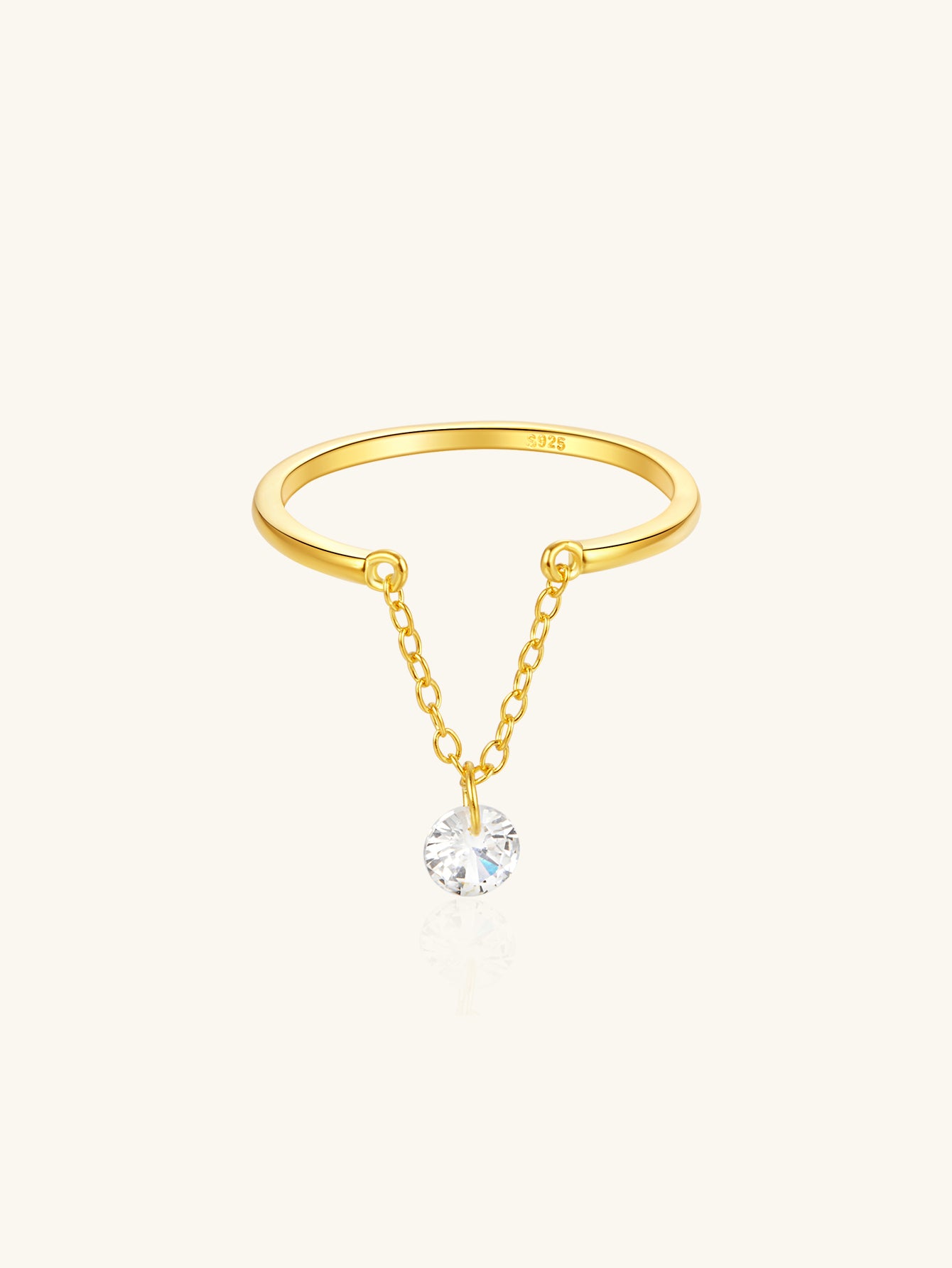 Olara Chain Open Adjustable Zircon Solitaire Engagement Ring-Olarajewelry