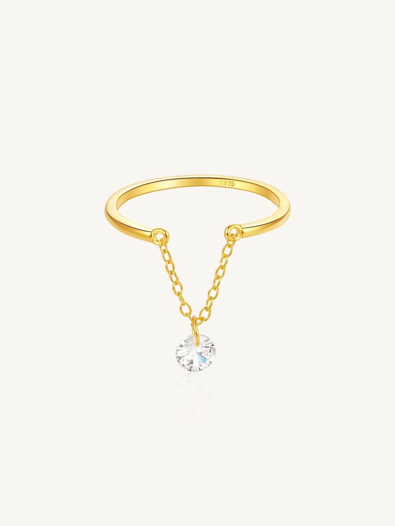Olara Chain Open Adjustable Zircon Solitaire Engagement Ring-Olarajewelry