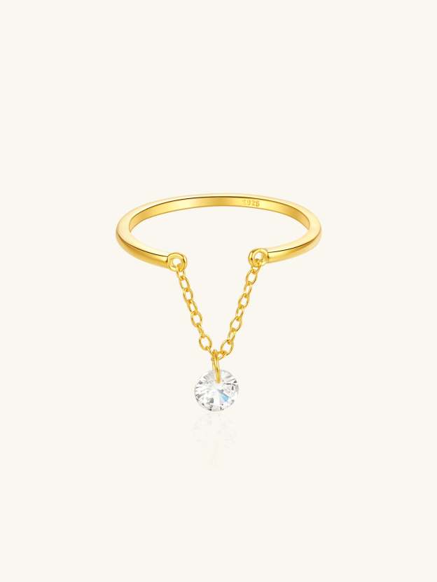 Olara Chain Open Adjustable Zircon Solitaire Engagement Ring-Olarajewelry