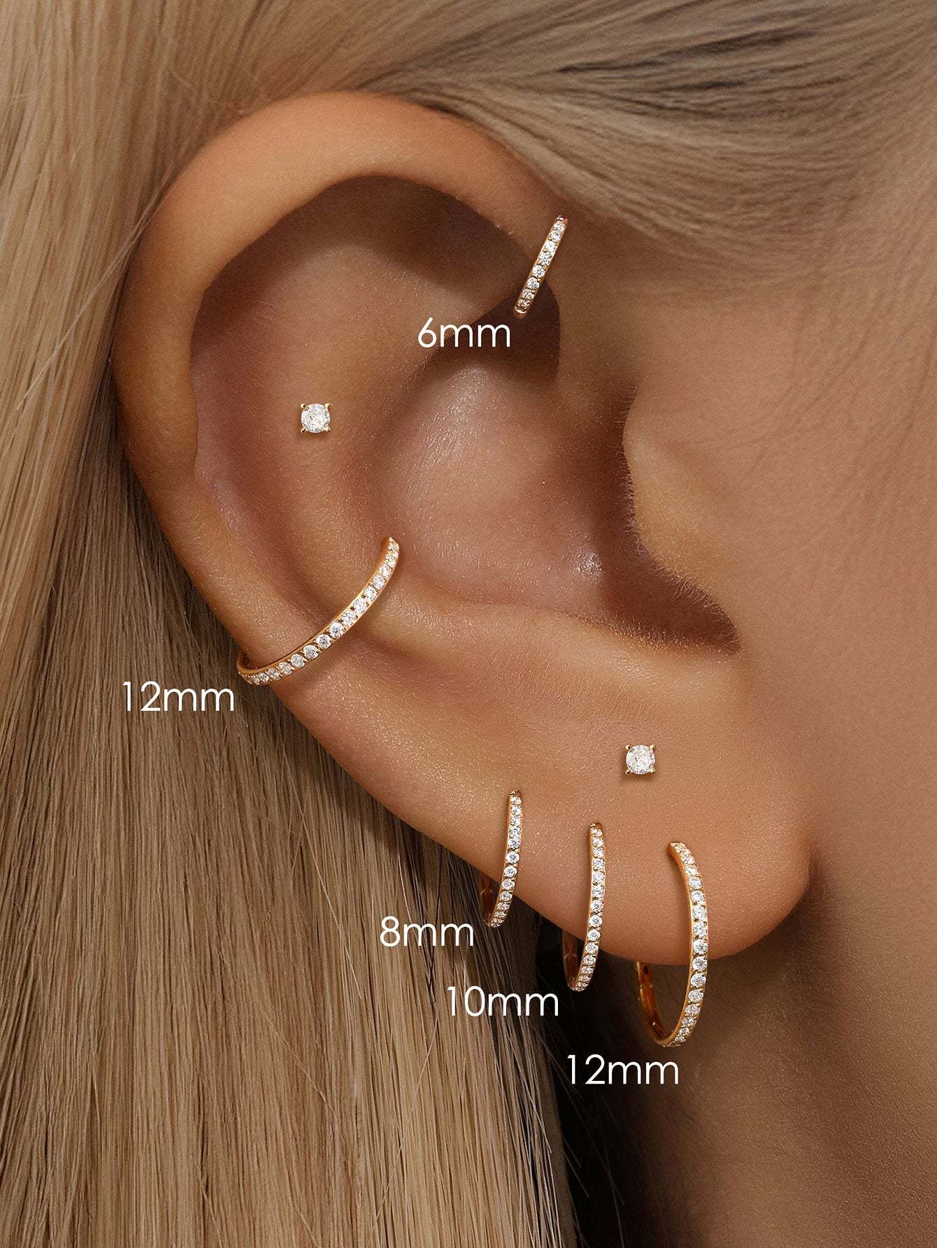 Titanium Waterproof Multiple Sizes 5A CZ Cartilage Hoop 16g 18g-Olarajewelry